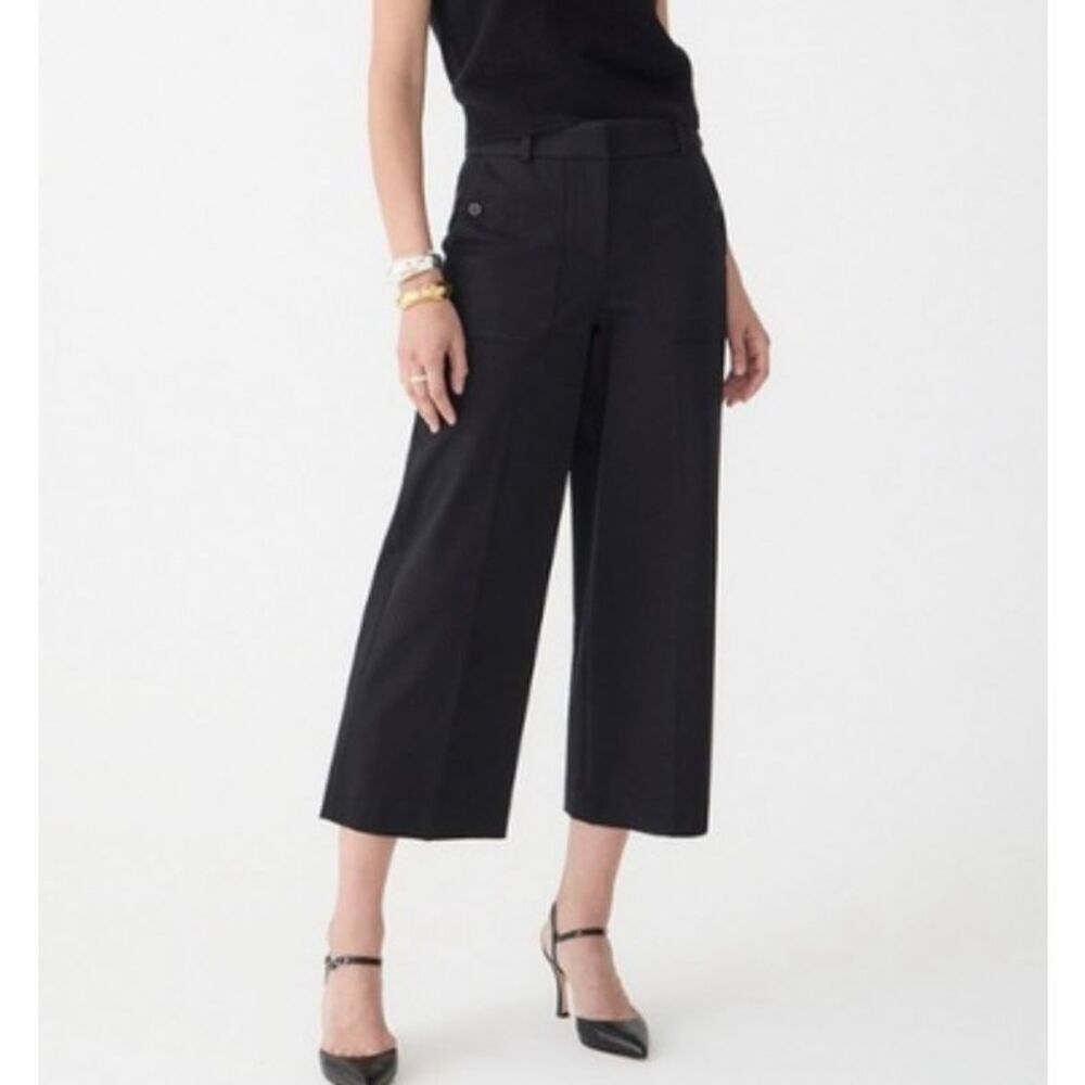 J. Crew Factory Black Cropped Wide-Leg Jeans